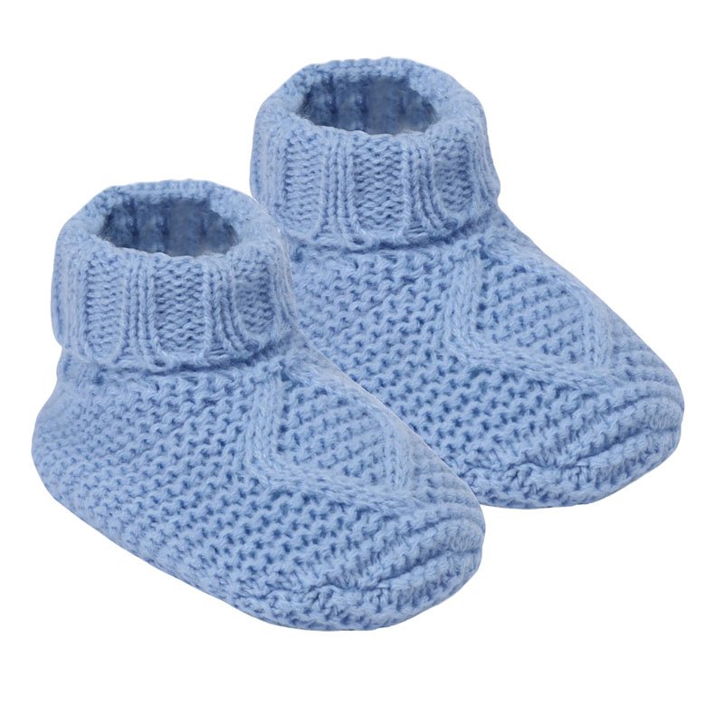 ABO14-BB: Baby Blue Chain Knit Bootees